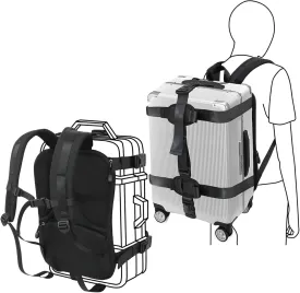 Premium Backpack Conversion System with Adjustable Straps, Backpack Harness for Heavy Duty Medium/Large Size Hard Shell case/Carry-on Checked Luggage - L