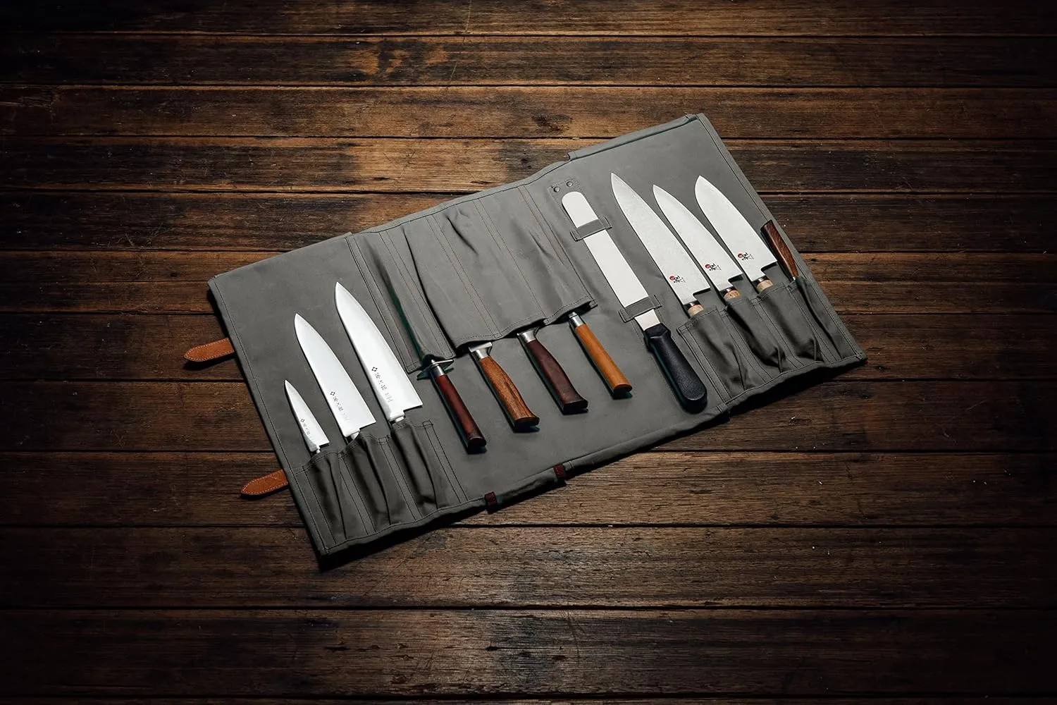 Professional Chef Knife Roll Bag - 12-Slot Waxed Canvas Knife Bag for Knives and Tools - Durable Water-Resistant Chef Roll - Essential Travel Knife Bags for Chefs and Culinary Enthusiasts