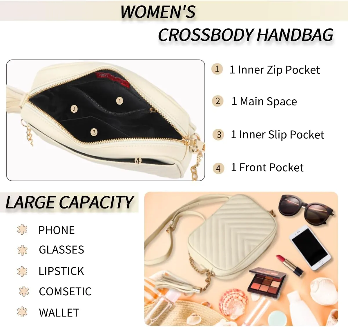 Quilted Crossbody Bags for Women Small Purses Shoulder Handbags with Chain Strap