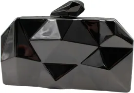 Reberomantic Women Lattice Pattern Metal Handbag Chain Geometric Evening Clutch Purse