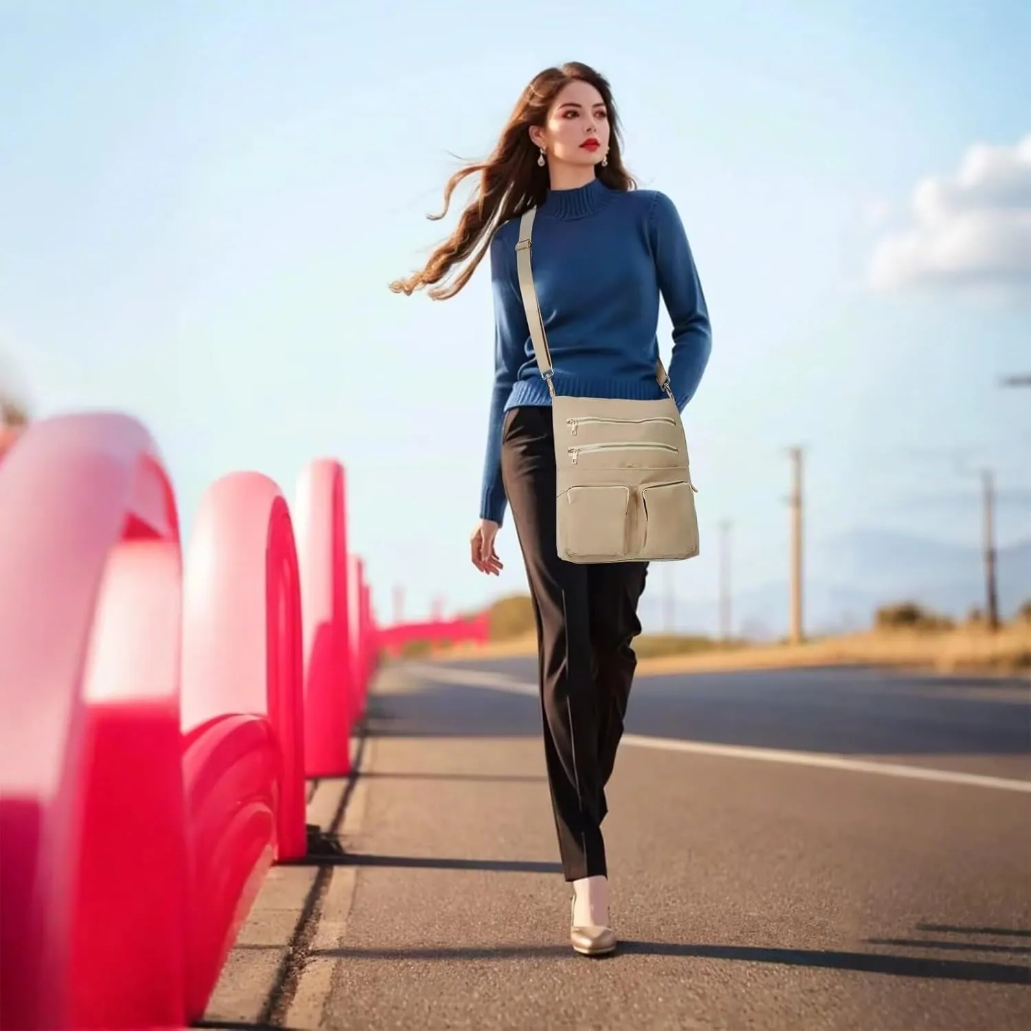 Shoulder Handbag for Women, Lightweight Crossbody Purse with Adjustable Strap, Water Resistant Shoulder Bag