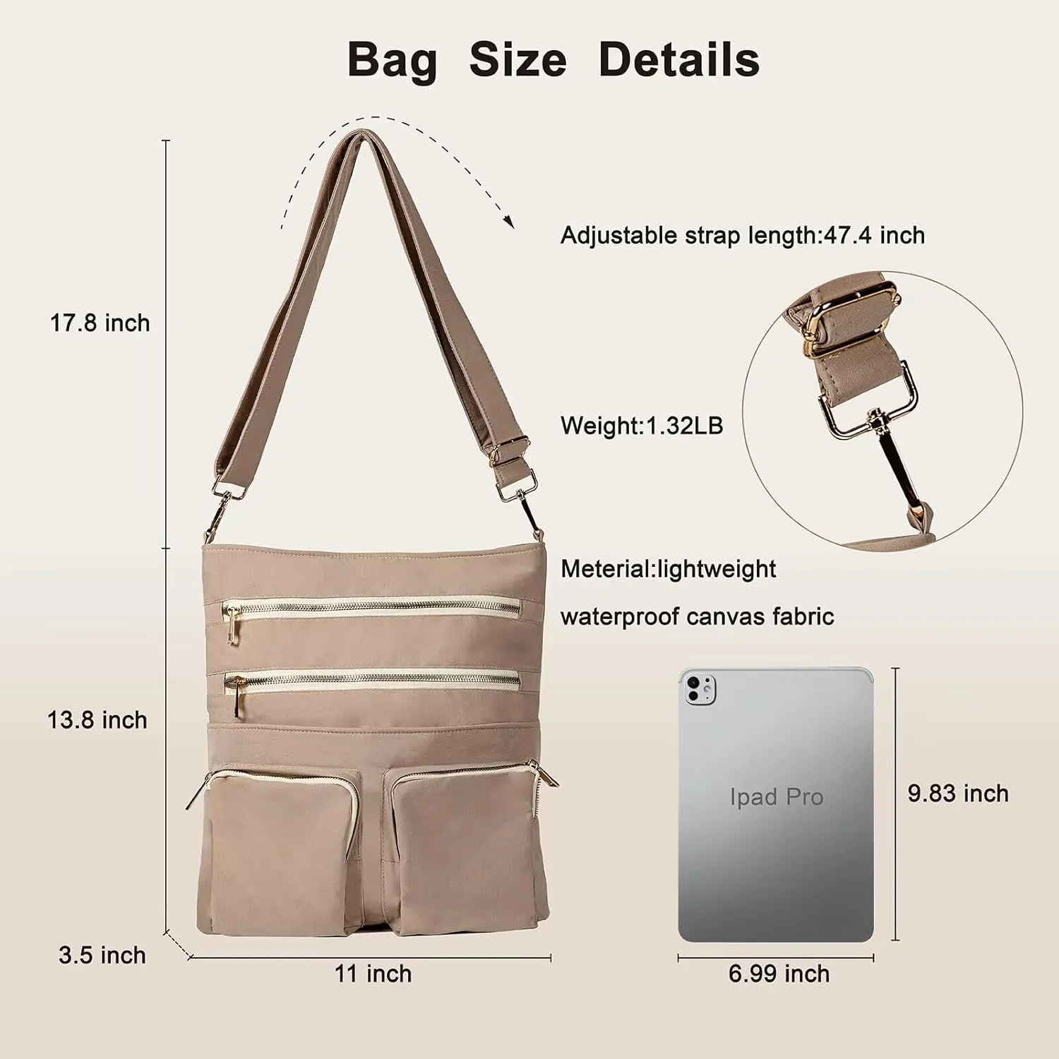 Shoulder Handbag for Women, Lightweight Crossbody Purse with Adjustable Strap, Water Resistant Shoulder Bag