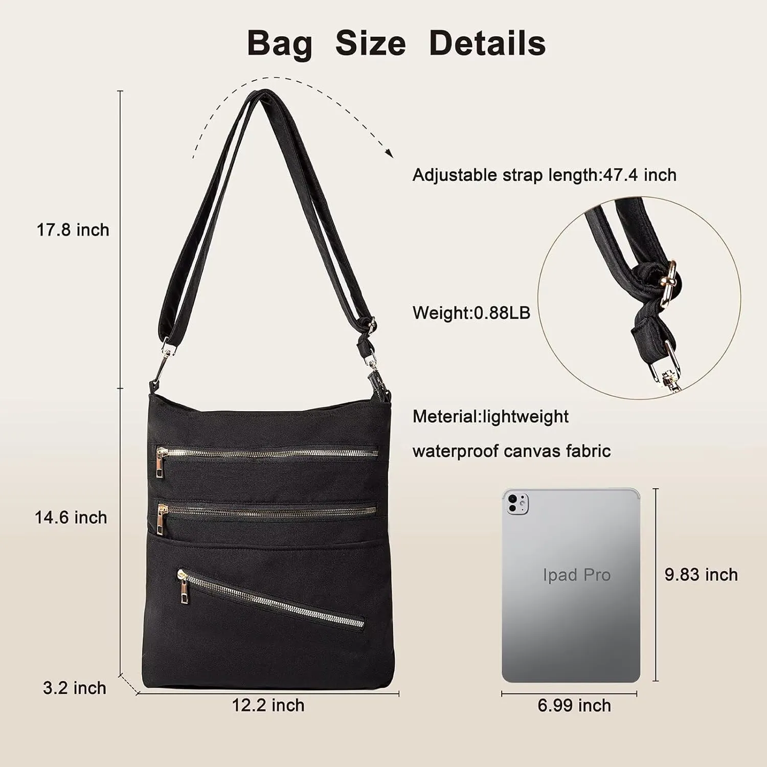 Shoulder Handbag for Women, Lightweight Crossbody Purse with Adjustable Strap, Water Resistant Shoulder Bag