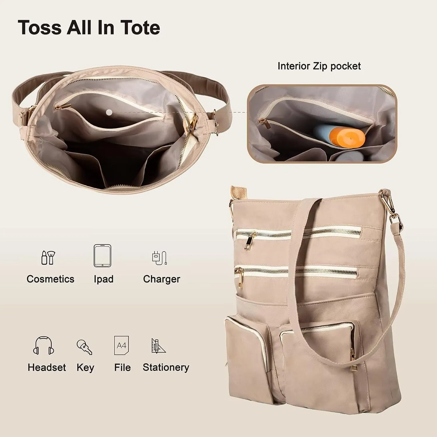 Shoulder Handbag for Women, Lightweight Crossbody Purse with Adjustable Strap, Water Resistant Shoulder Bag