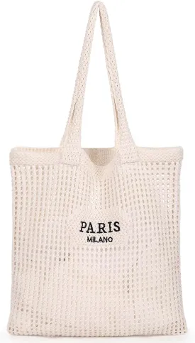 Sightor Crochet Tote Bag, Mesh Beach Bag Knit Summer Hobo Bag Vacation Boho Tote Bag for Women