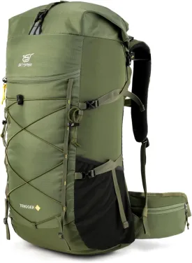 SKYSPER Hiking Backpack - 50L Roll Top Backpacking Backpack Lightweight Comfortable Breathable Camping Travel Pack for Men Women(Armgreen)