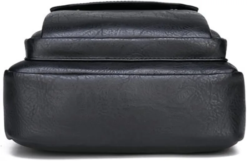 Small Leather Messenger Bag Chest Bag Travel Bag, Mini Crossbody Bag Shoulder Bag for Men Women Multi Pocket Purses