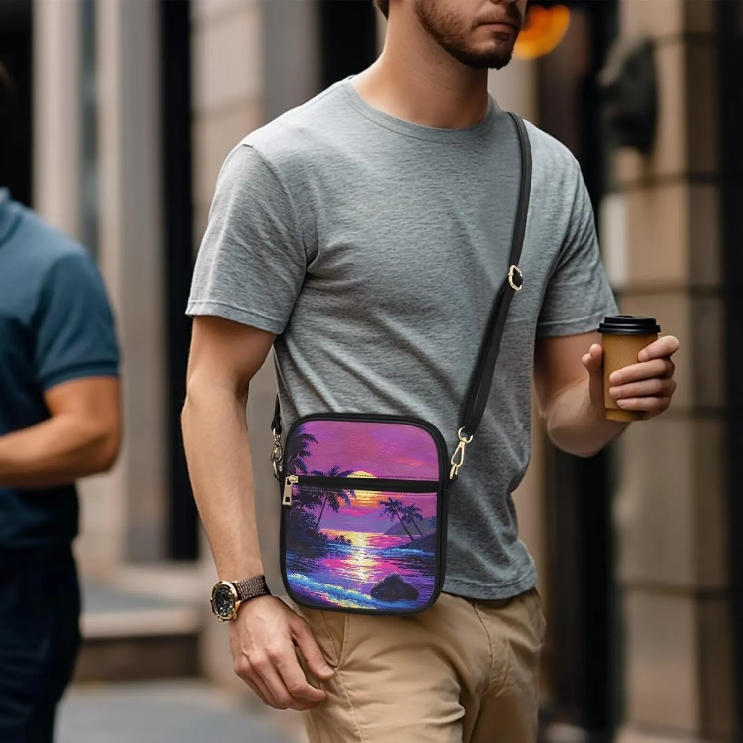 Small Leather Messenger Bag for Men Women Crossbody Shoulder Bag Satchel Casual Sling Daypack Work Daily Purse