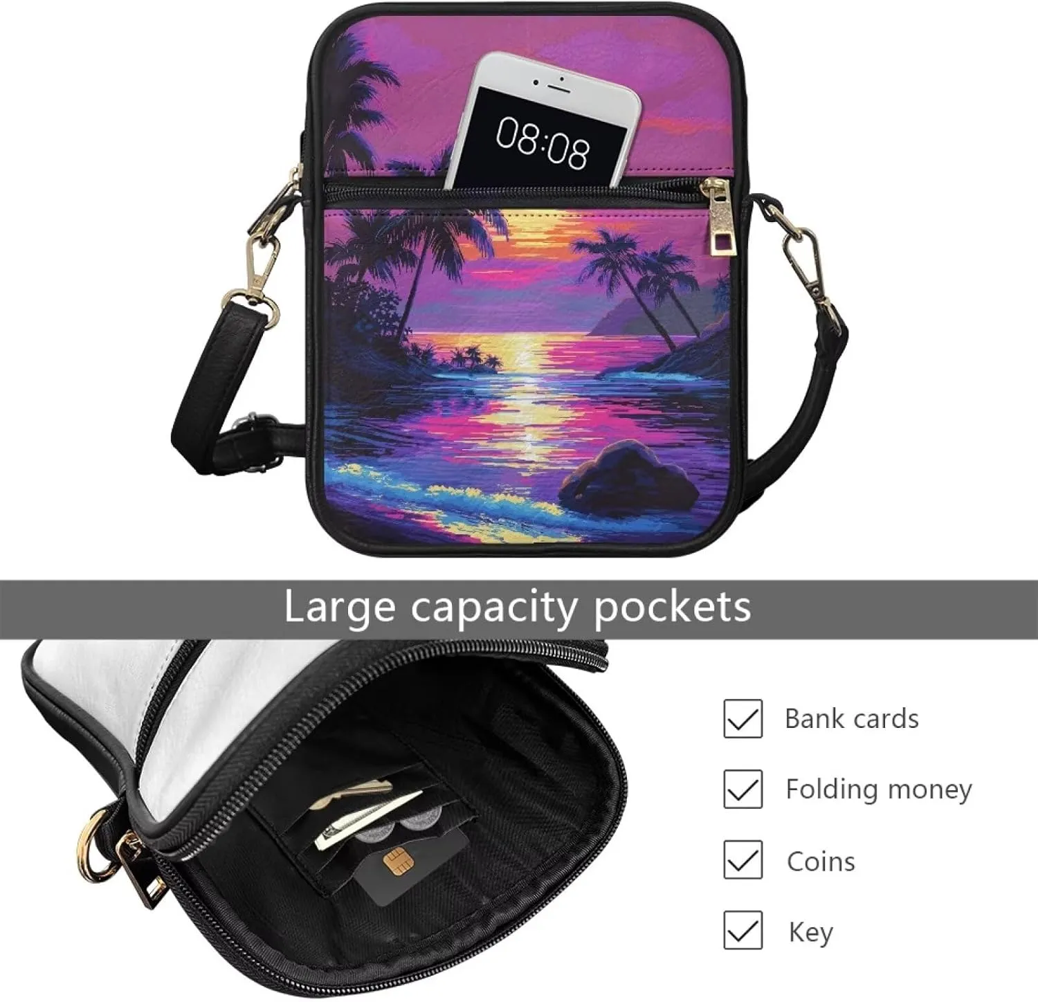 Small Leather Messenger Bag for Men Women Crossbody Shoulder Bag Satchel Casual Sling Daypack Work Daily Purse