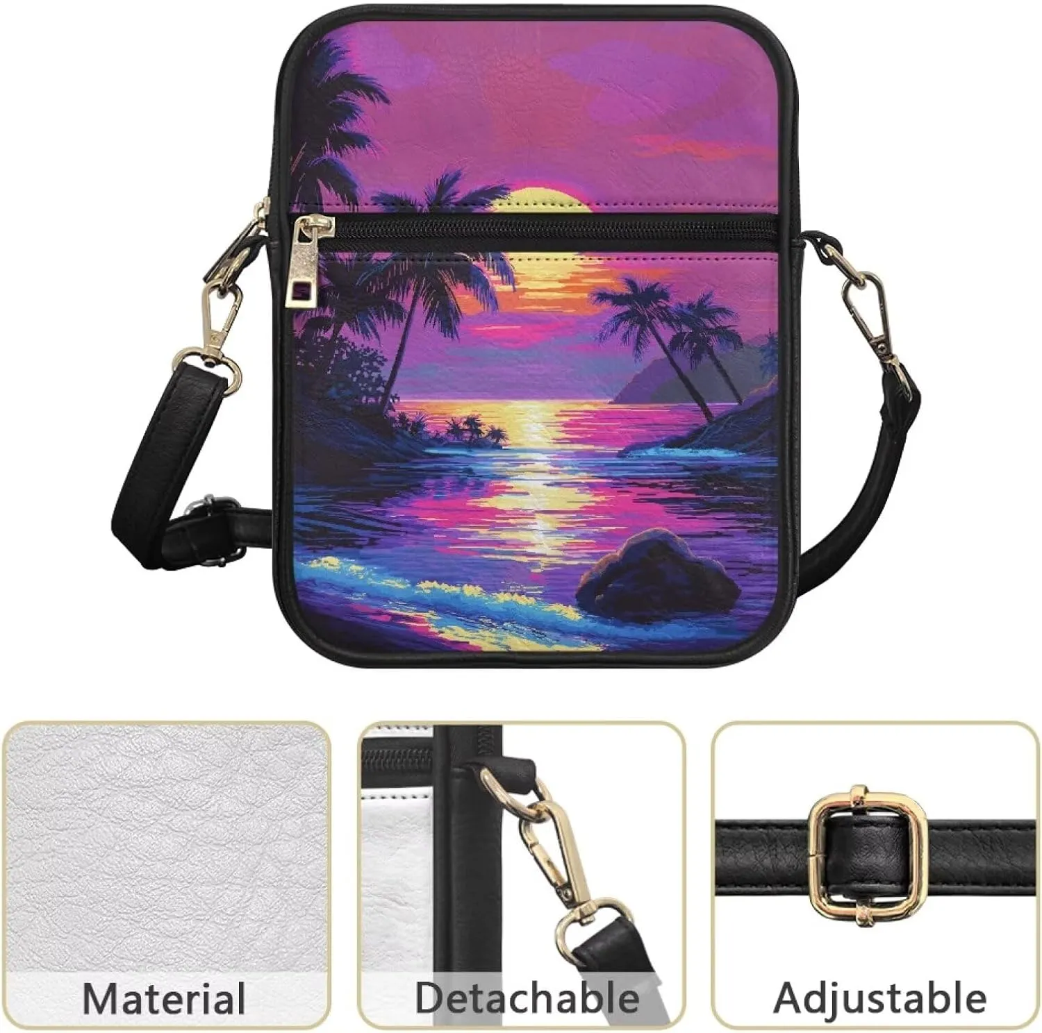 Small Leather Messenger Bag for Men Women Crossbody Shoulder Bag Satchel Casual Sling Daypack Work Daily Purse