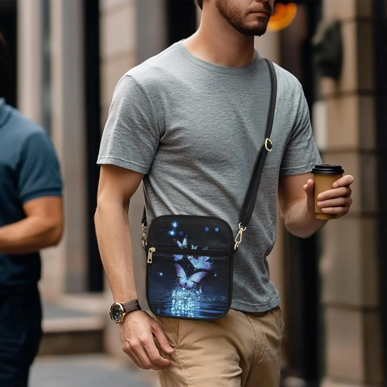Small Leather Messenger Bag for Men Women Crossbody Shoulder Bag Satchel Casual Sling Daypack Work Daily Purse