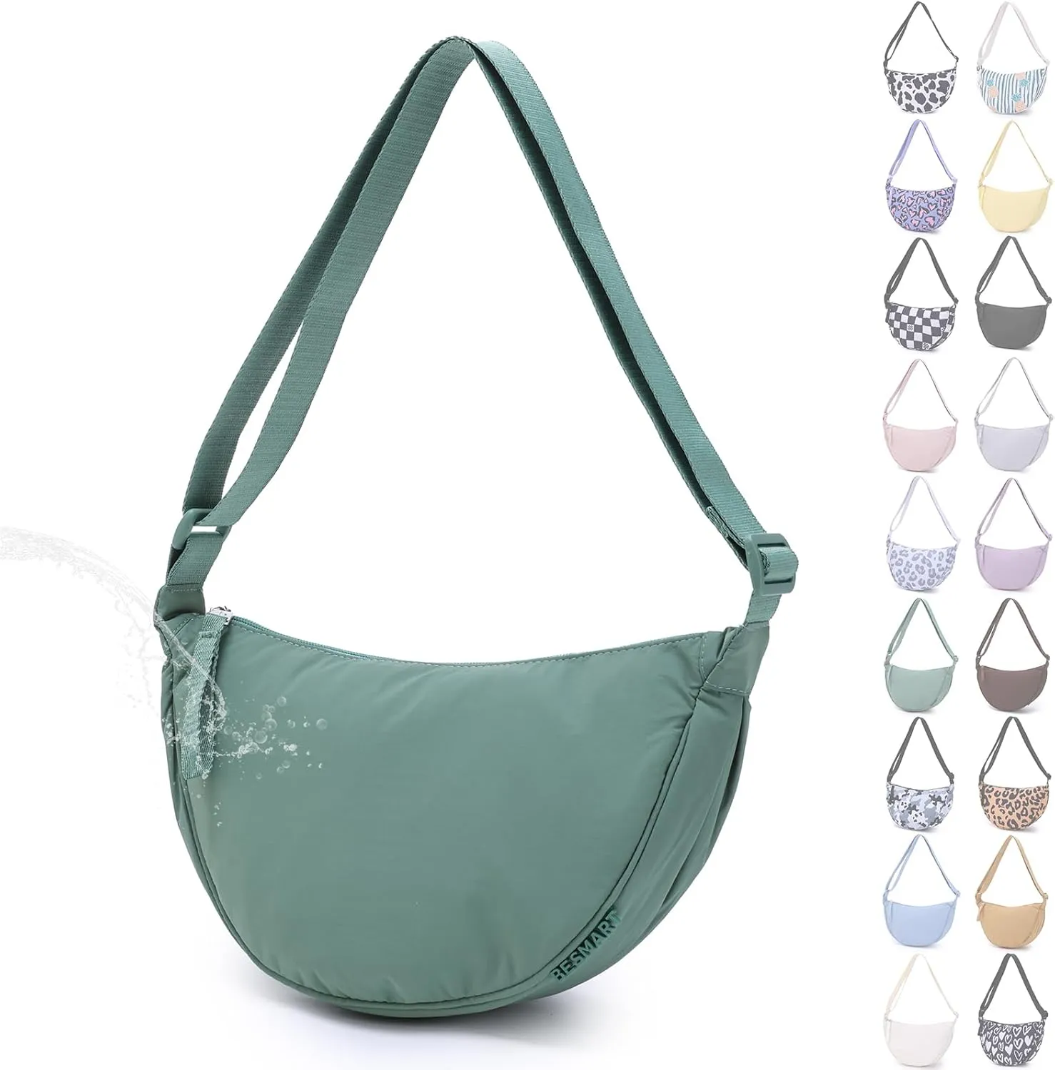 Small Nylon Crescent Crossbody Bag for Women Men Trendy, Waterproof Crescent Sling, Lightweight Travel Purses