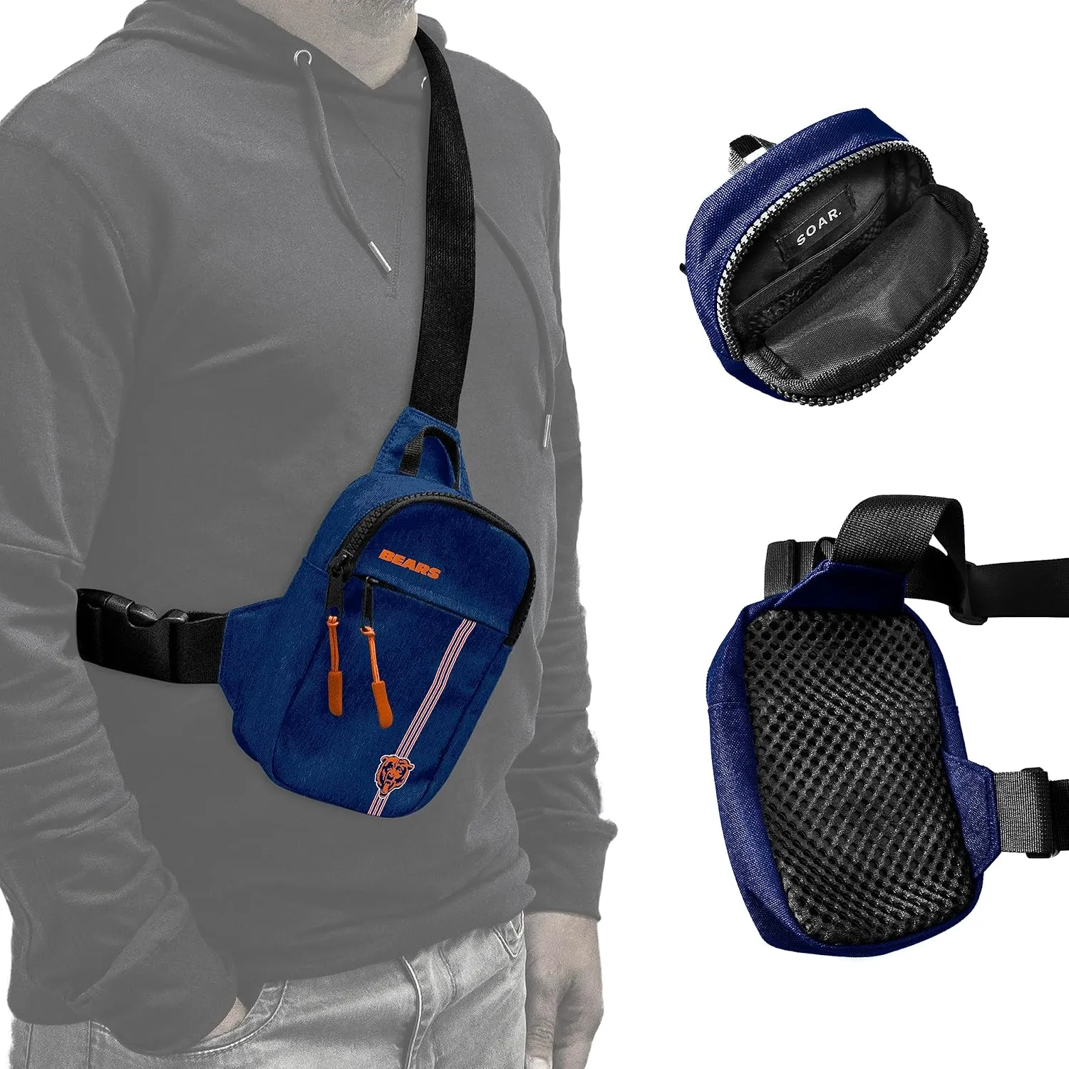 SOAR Crossbody Tech Adjustable Strap Travel Backpack Officially Licensed NFL, Mini Sling Bag