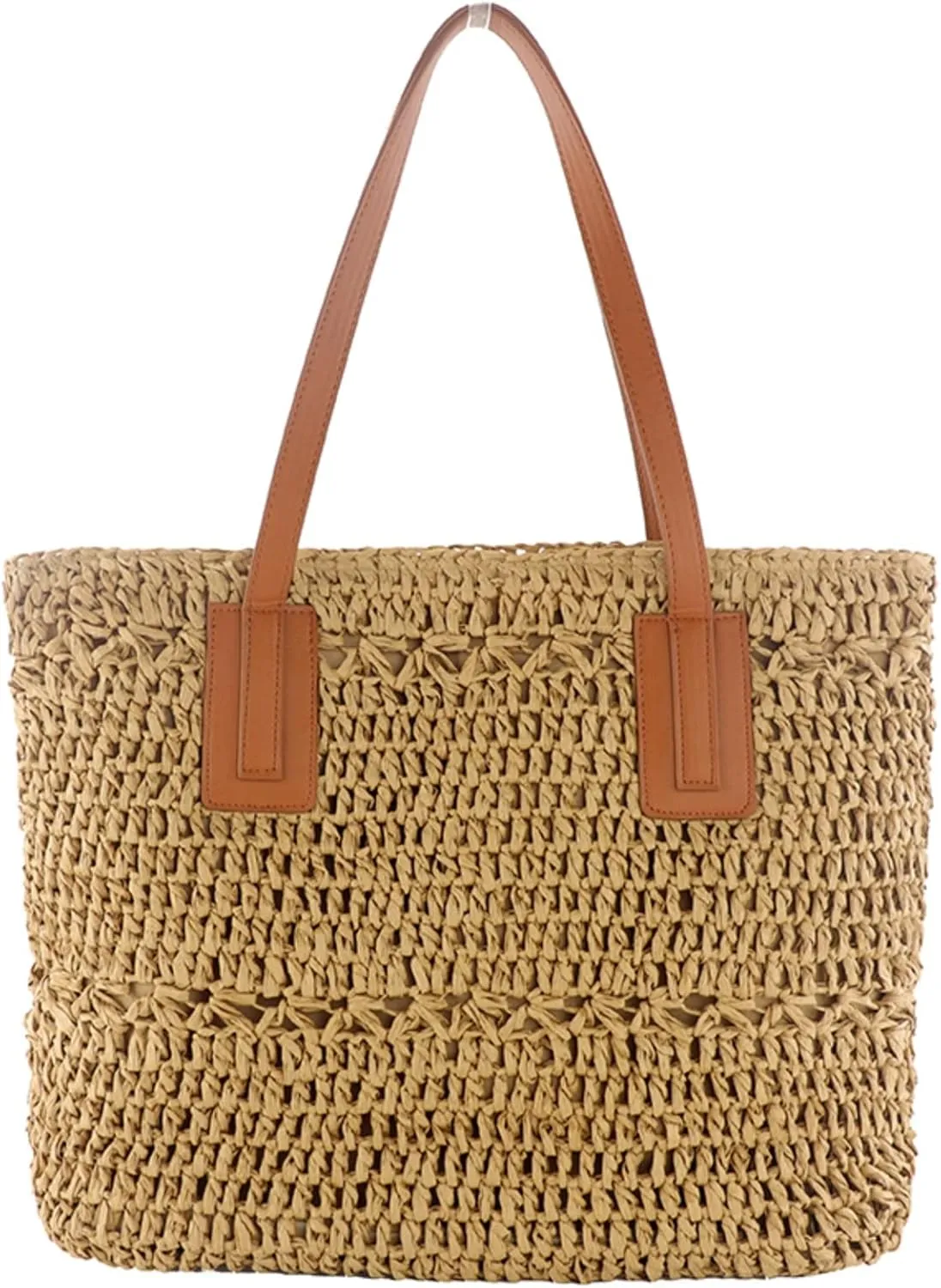Straw Bag for Women Woven Beach Structured Tote Handmade Crochet Carteras De Mujer Summer Shoulder Bohemian Pom Travel