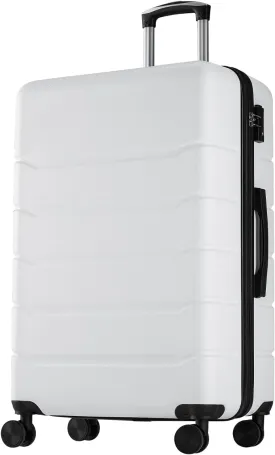 Sweetcrispy Carry on Luggage,Hard Shell Expandable Double Spinner Rolling Wheels Suitcase,TSA Lock, Cream White, 20 Inch