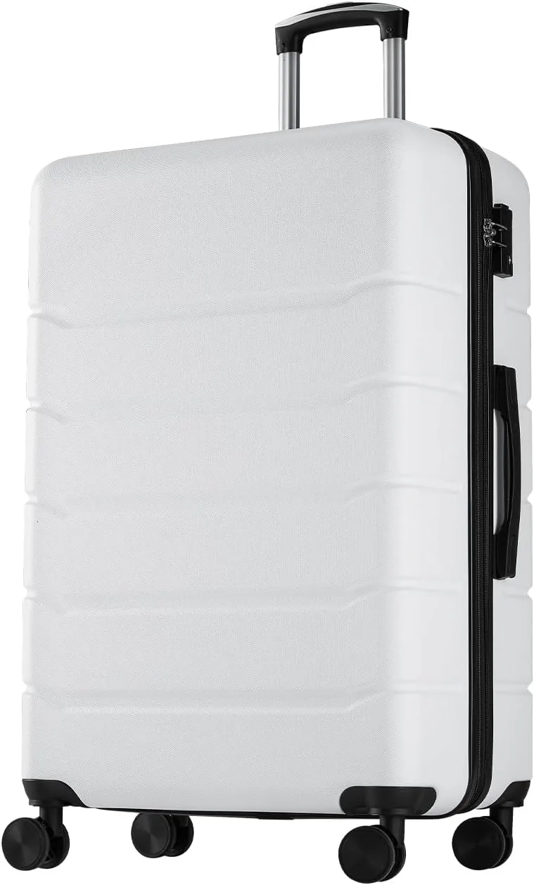Sweetcrispy Carry on Luggage,Hard Shell Expandable Double Spinner Rolling Wheels Suitcase,TSA Lock, Cream White, 20 Inch