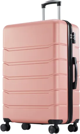 Sweetcrispy Carry on Luggage,Hard Shell Expandable Double Spinner Rolling Wheels Suitcase,TSA Lock, Light Pink, 20 Inch
