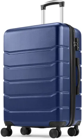 Sweetcrispy Carry on Luggage,Hard Shell Expandable Double Spinner Rolling Wheels Suitcase,TSA Lock, Navy Blue, 20 Inch