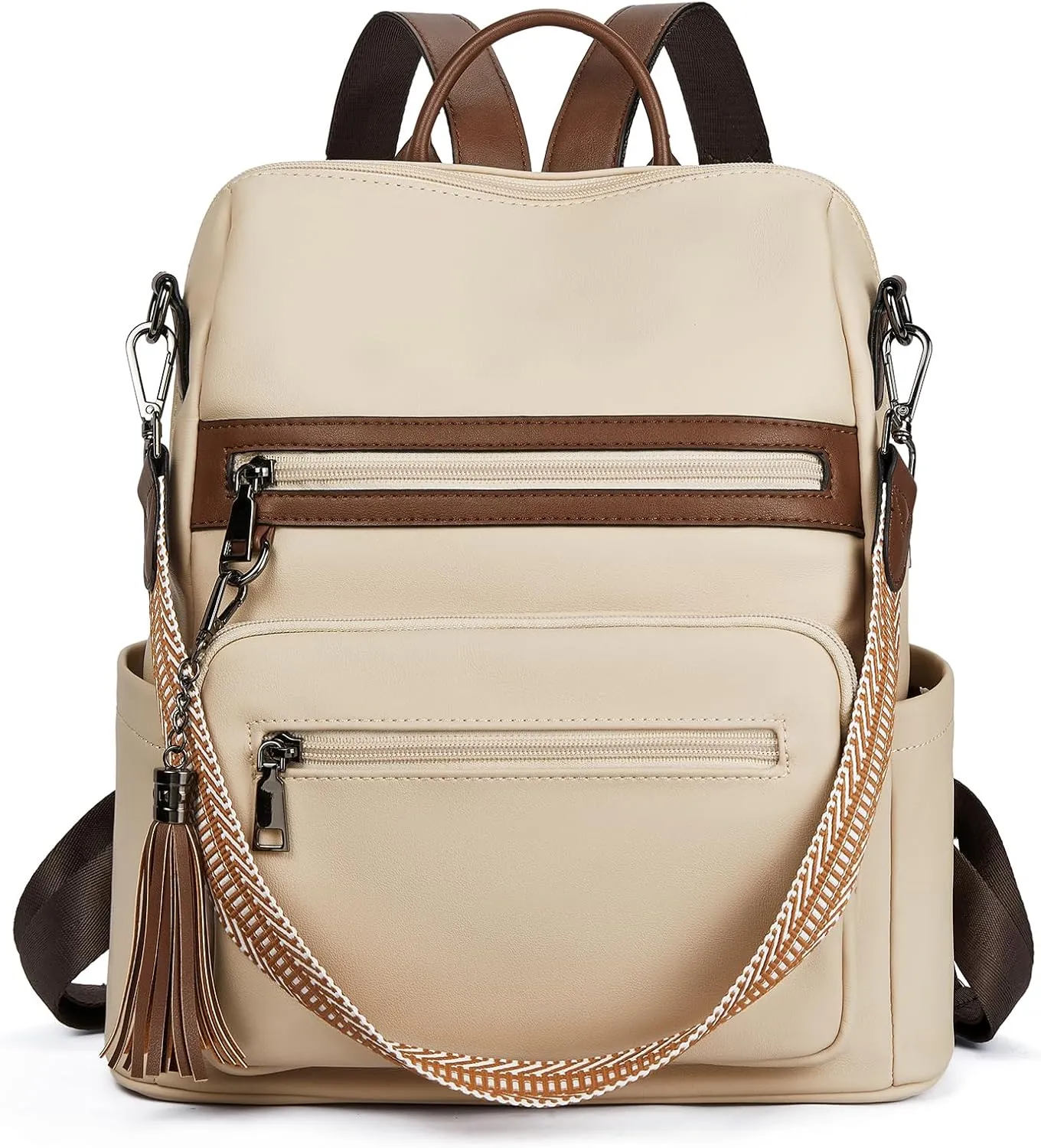 Telena Womens Backpack Purse Vegan Leather Large Travel College Shoulder Bag with Tassel