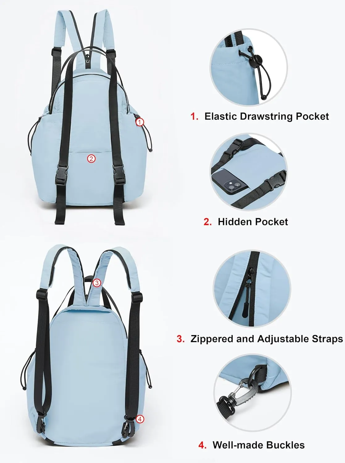 THE GYM PEOPLE Lightweight Mini Backpacks Womens Waterproof Travel Daypack Small Cute Crossbody Sling Bags