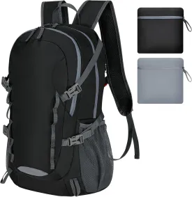 Travel Hiking Backpack 40L Ultra Lightweight Camping Packable for Men Women Water Resistant Portable DaypackBlack