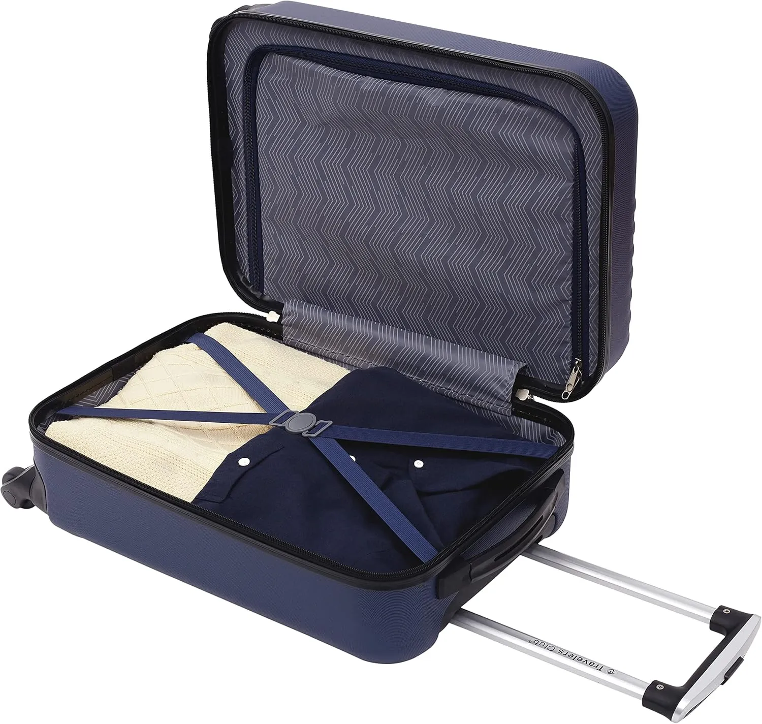 Travelers Club Cosmo Hardside Spinner Luggage, Navy Blue, Carry-On 20-Inch