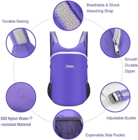 Ultra Lightweight Packable Water Resistant Backpack for Travel Camping Outdoor Hiking Daypack