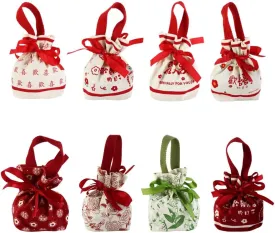 Vctitil 8pcs Bow Handbag Holiday Candy Bag Fashionable Storage Bag Portable Bucket Bag Canvas Drawstring Bag(Multicolor)