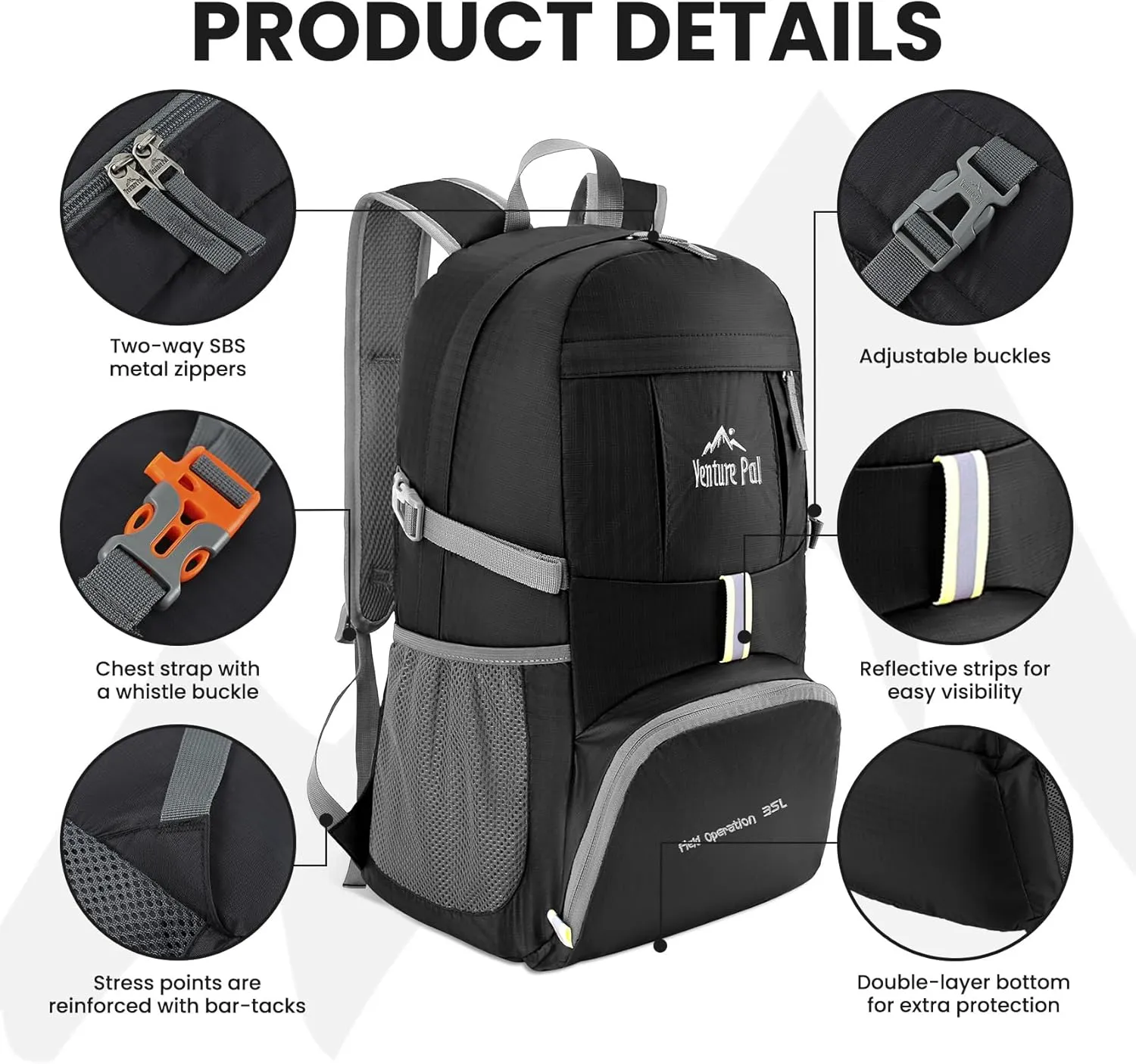 Venture Pal 35L Ultralight Lightweight Packable Foldable Travel Camping Hiking Outdoor Sports Backpack Daypack