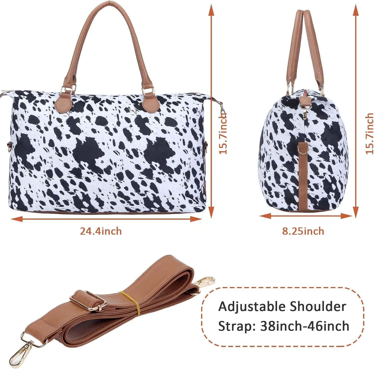Weekender Bag Duffle Bag For Women Large Travel Tote Bag Overnight Weekend Bags With Shoulder Strap Cow Leopard Atzec