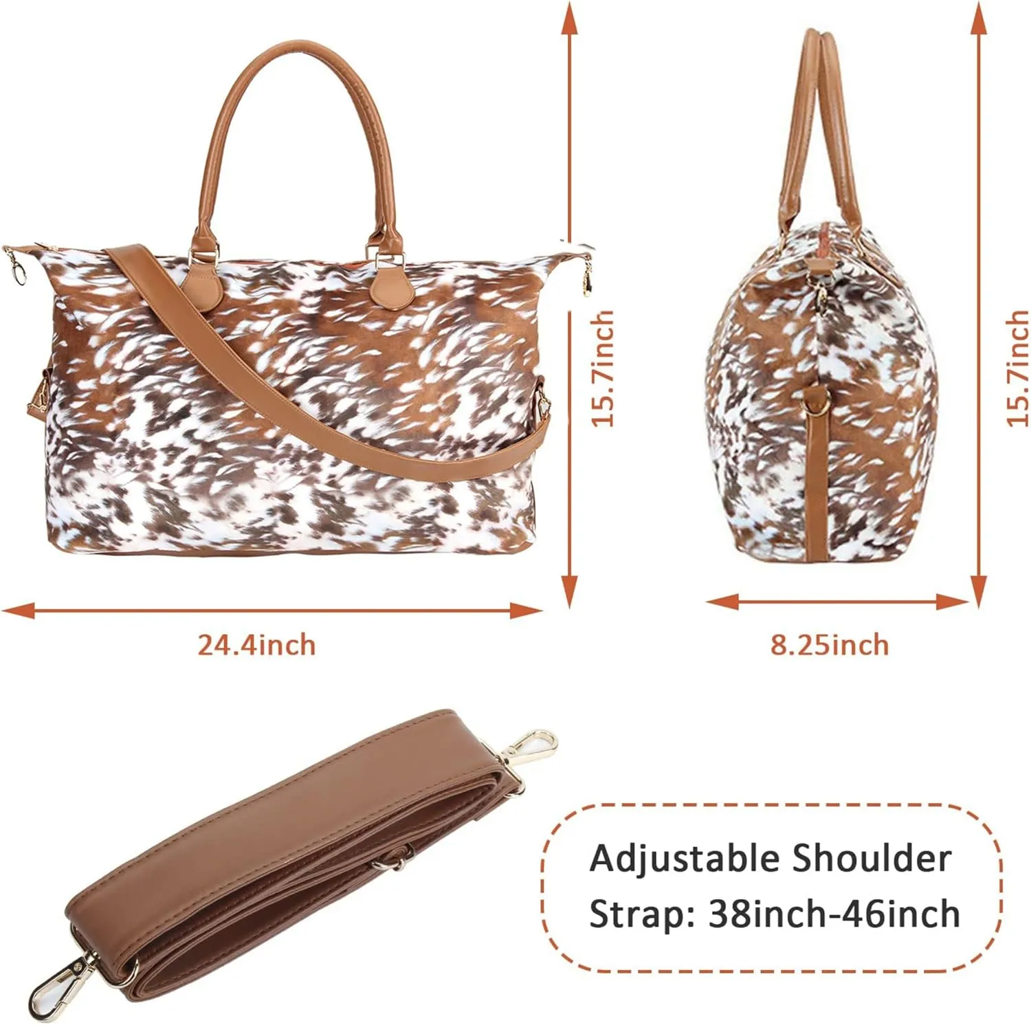 Weekender Bag Duffle Bag For Women Large Travel Tote Bag Overnight Weekend Bags With Shoulder Strap Cow Leopard Atzec