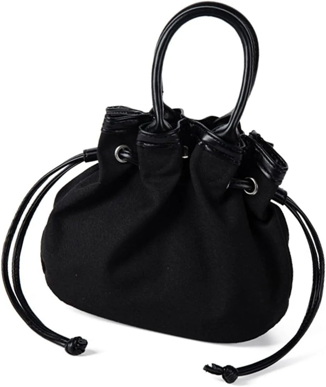 Woman HandbagWomen Bag Solid Color Bucket Bag Top Handle Bag Korean Styles Bag Drawstring Handbag All-Matching Canvas Bag