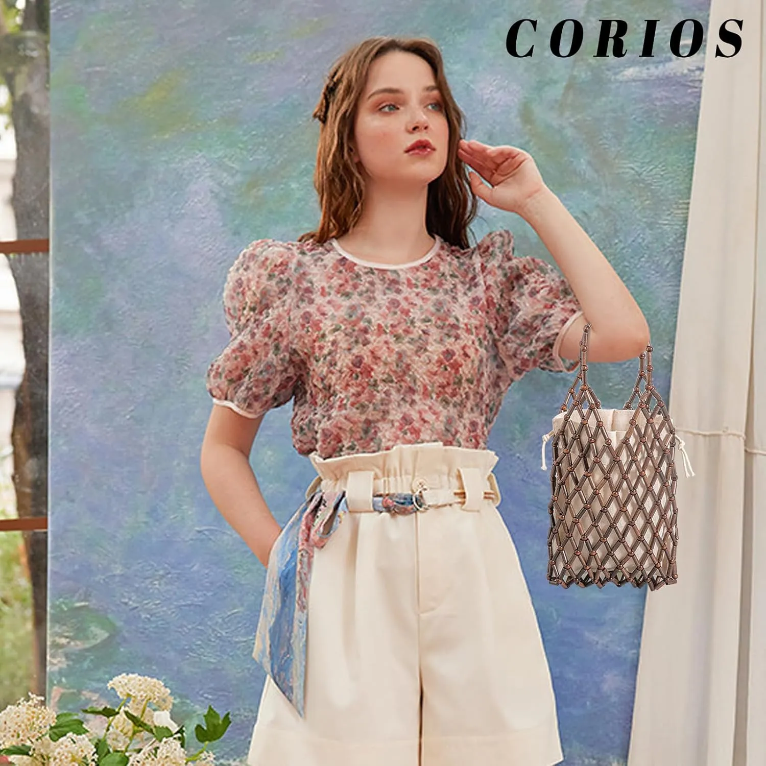 Women Mini Tote Bag Handmade Woven Bucket Bag Drawstring Handbag Summer Beach Bag Bohemian Clutch Bag Top-handle Bag