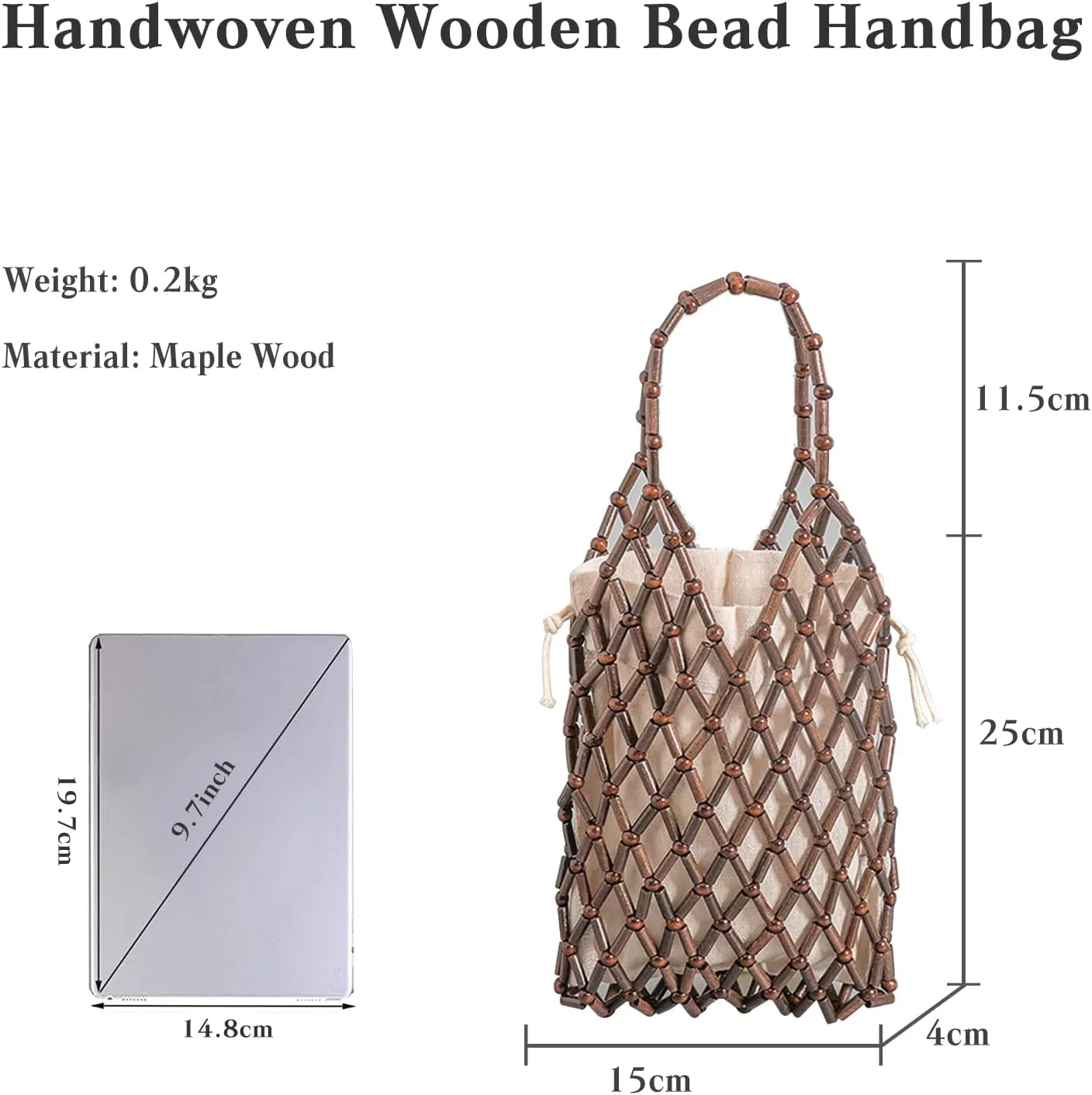 Women Mini Tote Bag Handmade Woven Bucket Bag Drawstring Handbag Summer Beach Bag Bohemian Clutch Bag Top-handle Bag