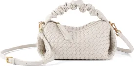 Women's Small Vegan Leather Tote Bag - Compact Woven Shoulder Purse for Daily Use, Retro Handmade Mini Bag