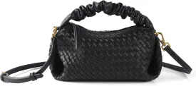 Women's Small Vegan Leather Tote Bag - Compact Woven Shoulder Purse for Daily Use, Retro Handmade Mini Bag