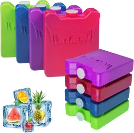 WORLD-BIO Reusable Ice Packs for Lunch Boxes, Coolers & Bento Boxes, 8 Pack Small Freezer Blocks to Keep Kids' Food Fresh - Multicolored Cold Packs for Insulated Bags