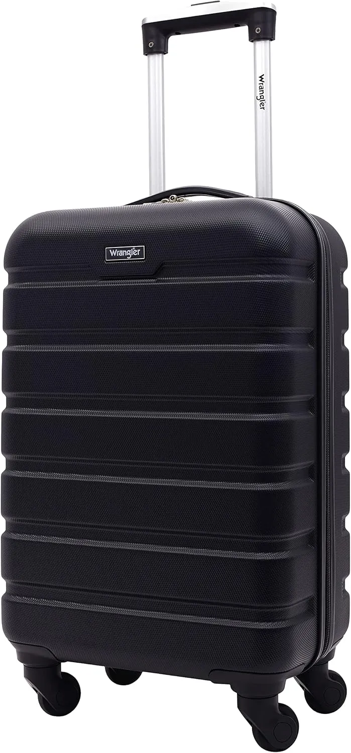 Wrangler Hardside Spinner Carry-On Luggage, Black, 20-Inch