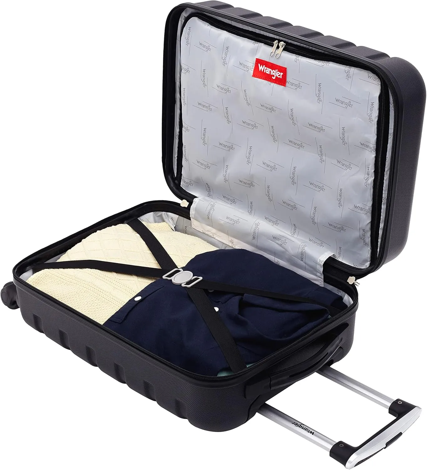 Wrangler Hardside Spinner Carry-On Luggage, Black, 20-Inch